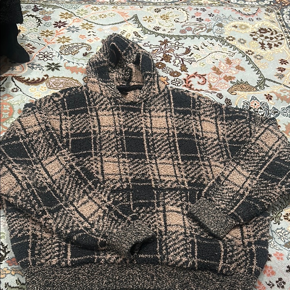 Plaid Hooded fuzzy hoodie